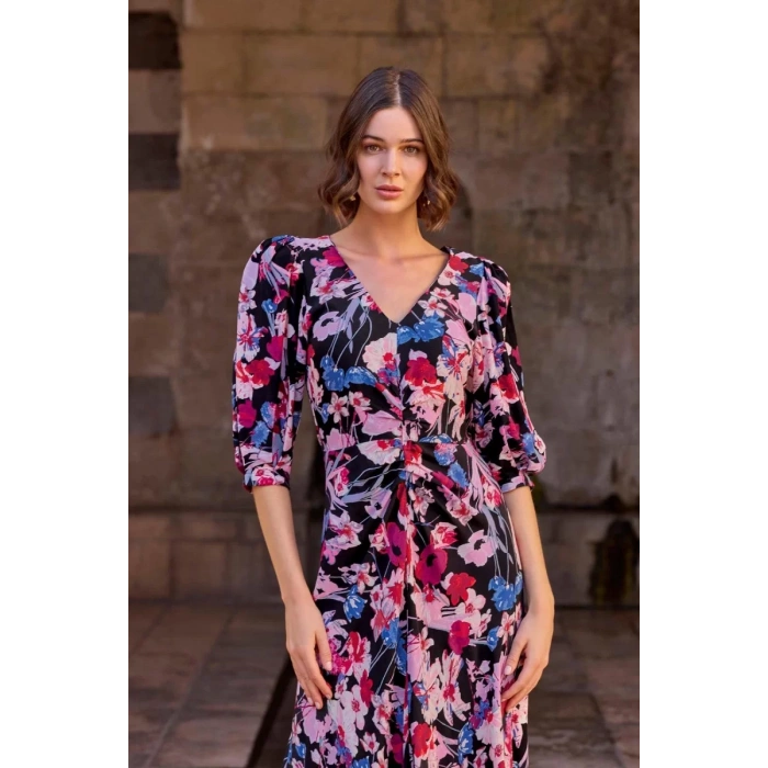 Giyim Çiçek Desenli Viskon Elbise