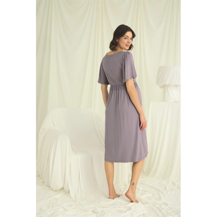 Giyim Dantelli Önden Düğmeli Hamile Lohusa Gecelik