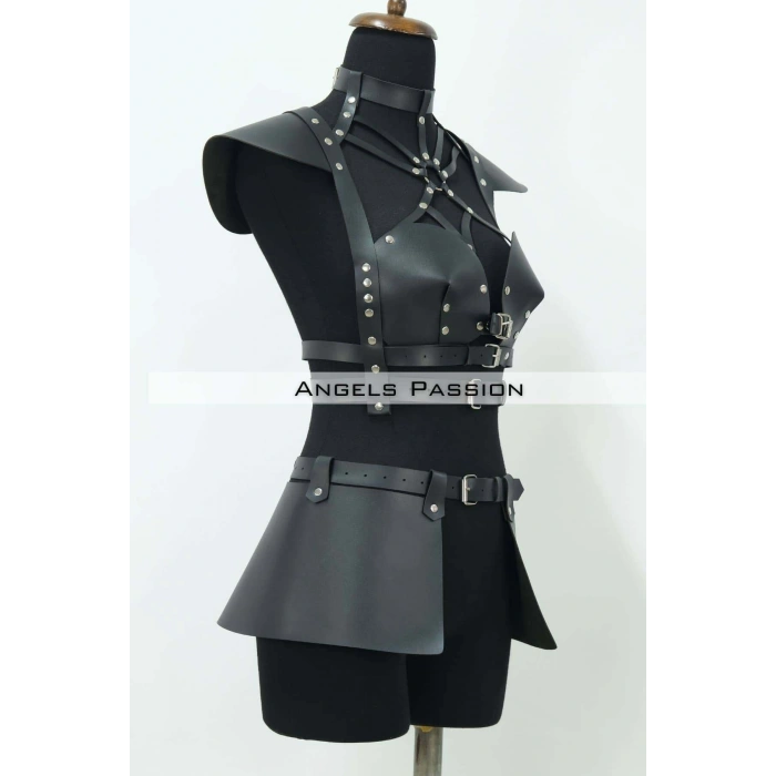 Giyim Deri Elbise Harness, Deri Etek Ve Göğüs Elbise - Brf1371