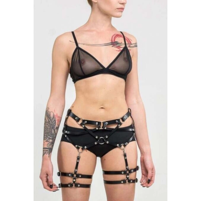 Giyim Deri Fantazi Jartiyer Harness - Brf876