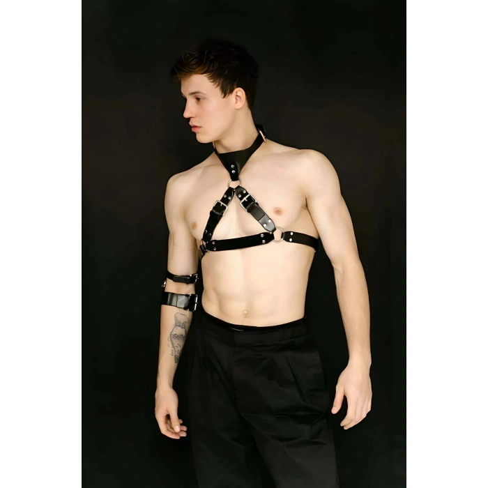 Giyim Deri Göğüs Harness Ve Kol Bandı - Brfm117