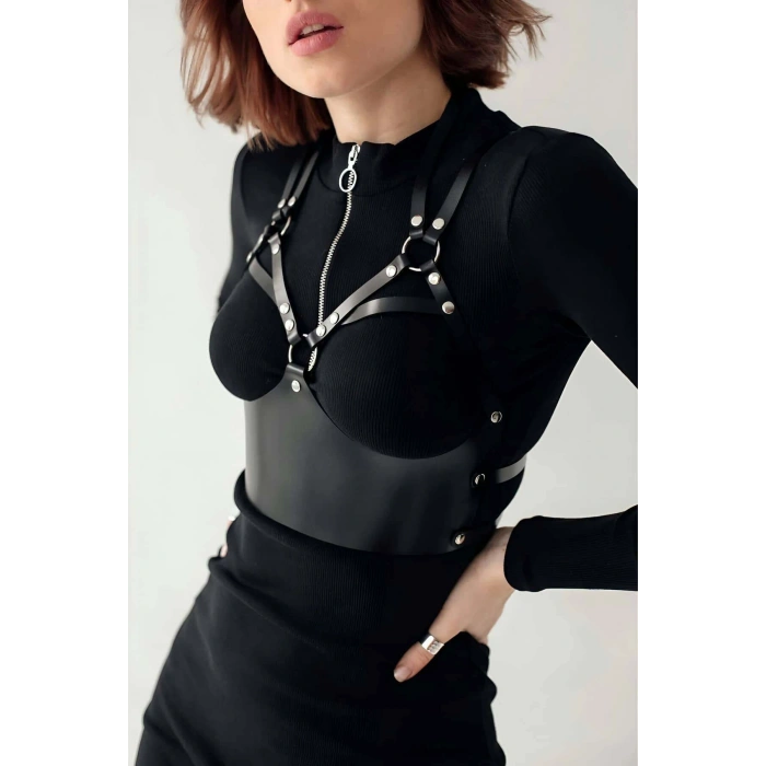 Giyim Deri Harness Büstiyer, Şık Deri Korse - Brf872