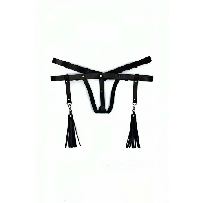 Giyim Deri İç Giyim Püsküllü Tanga Harness - Brf439
