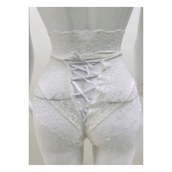 Giyim Ekru Dantelli Yüksek Bel Külot Venüs-k1012