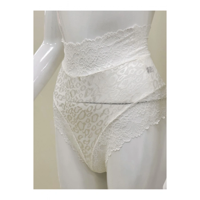 Giyim Ekru Dantelli Yüksek Bel Külot Venüs-k1012