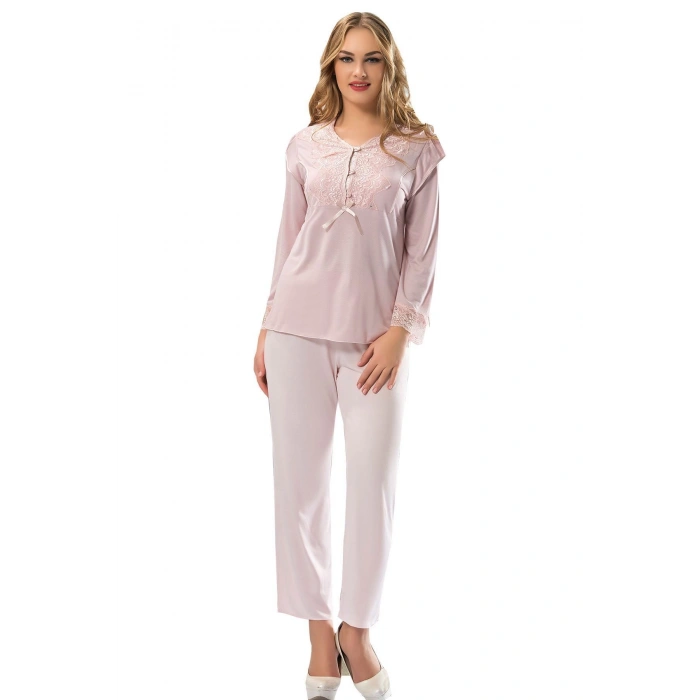 Giyim Ekru Penye Pijama Takımı - 1567