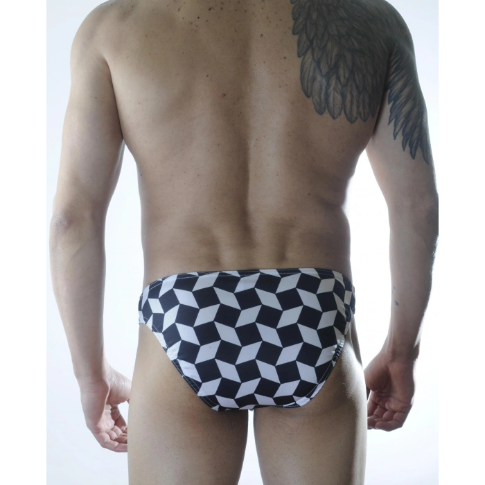 Giyim Erkek 3d Küp Desenli Slip Çamaşır