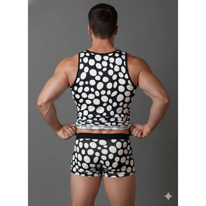 Giyim Erkek Desenli Tank Top Boxer Takımı