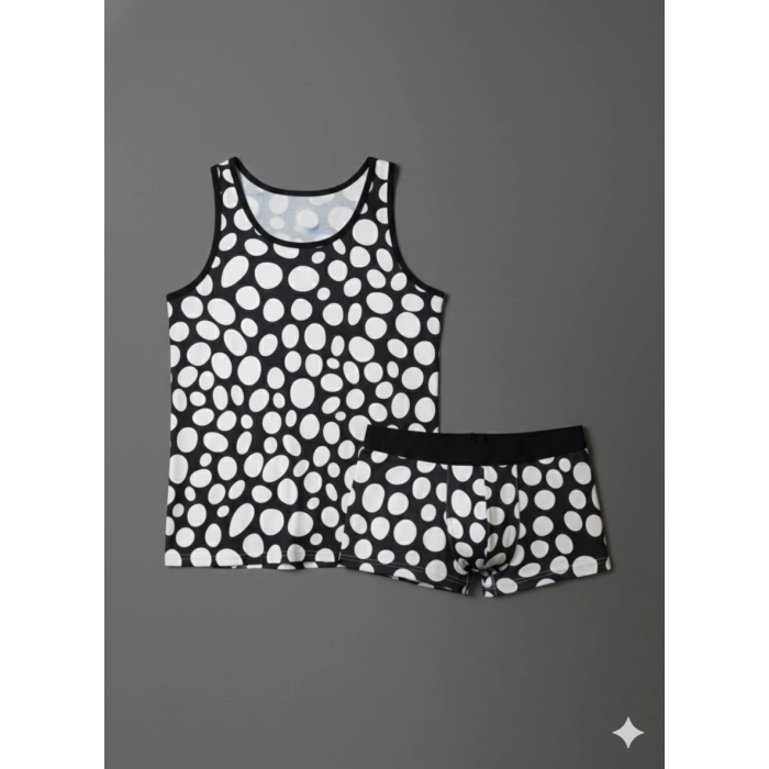 Giyim Erkek Desenli Tank Top Boxer Takımı