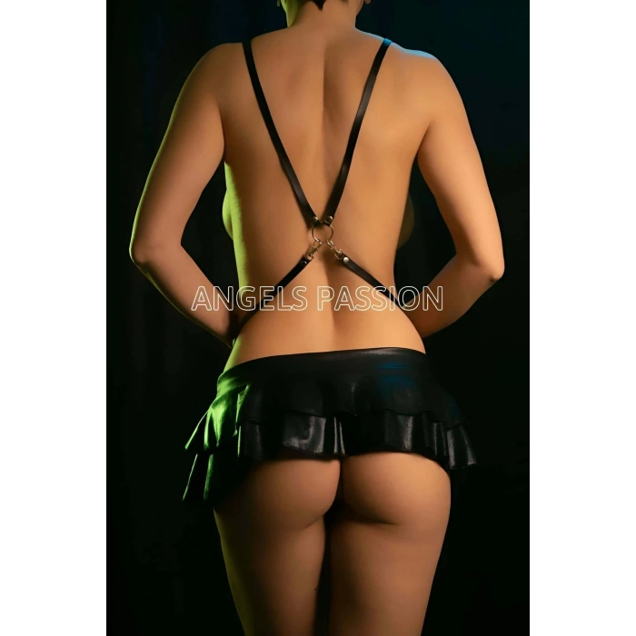 Giyim Gömlek - Tshirt Üzeri Deri Harness - Şık Deri Göğüs Harness - Brf202