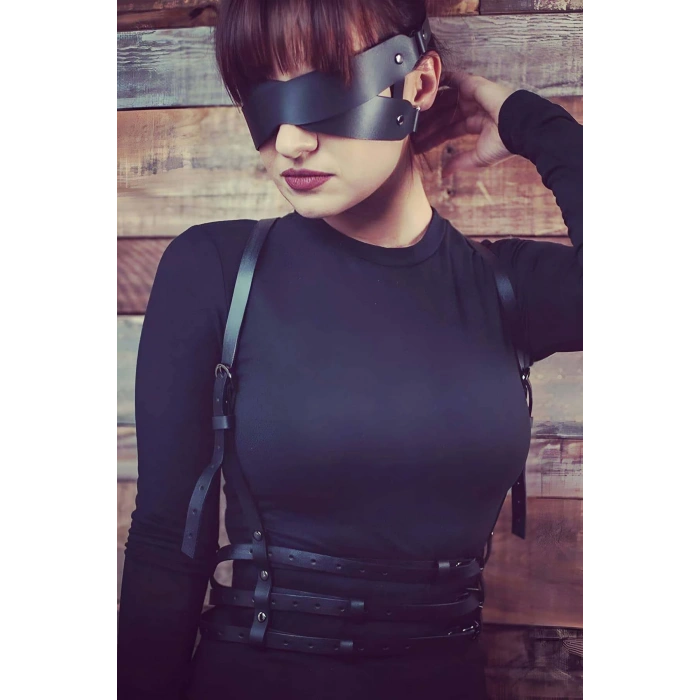 Giyim Göz Maskeli Seksi Deri Harness - Brf471