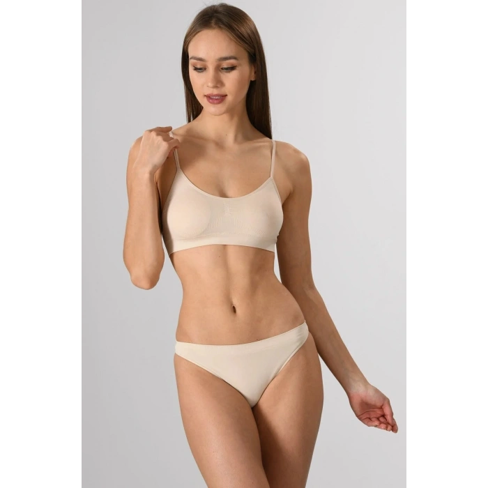 Giyim Kadın Ince Askılı Pedli Büstiyer Yarım Atlet Sütyen 3lü Set.