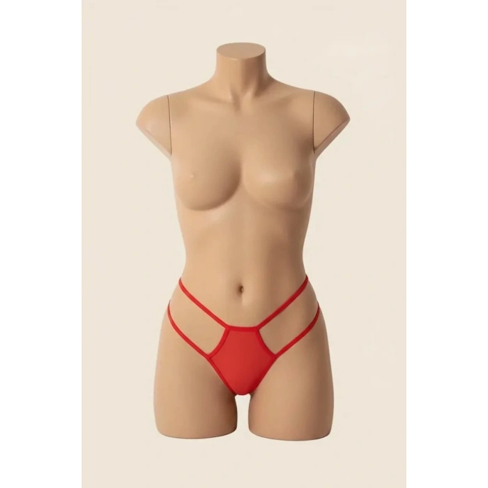 Giyim Kadın Kırmızı Transparan Tül String Tanga