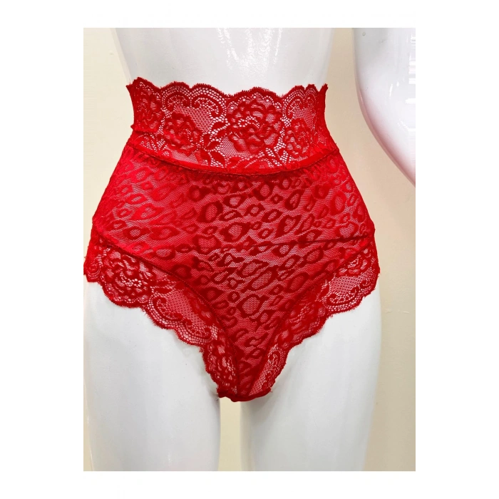 Giyim Kırmızı Dantelli Yüksek Bel Külot Venüs-k1011