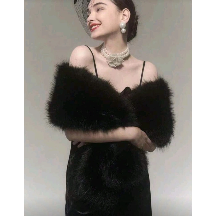 Giyim Kürk Orijinal Siyah Seksi Omuzluk Şık Kürk