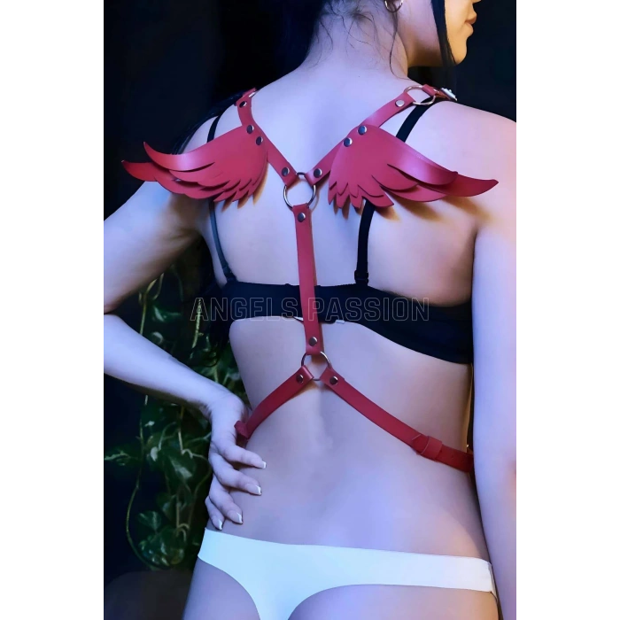 Giyim Melek Kanadı Detaylı Şık Deri Harness - Brf642