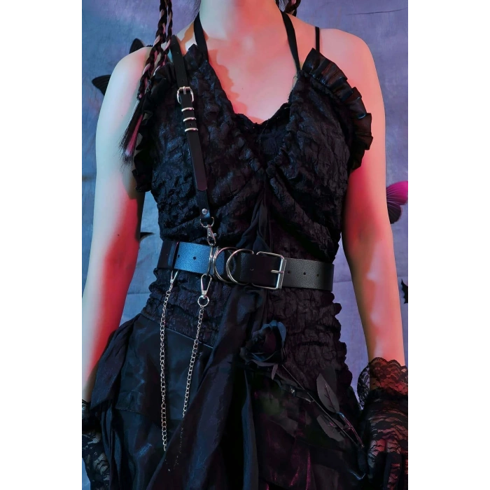 Giyim Omuzdan Tek Askılı Deri Harness - Brf939