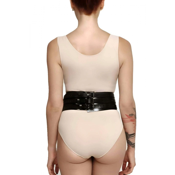 Giyim Perçin Detaylı Şık Deri Korse, Seksi Korse Harness - Brf905