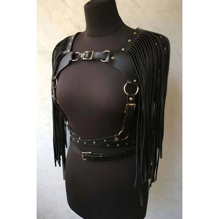 Giyim Püsküllü Deri Ceket Harness, Şık Deri Harness Ceket - Brf999