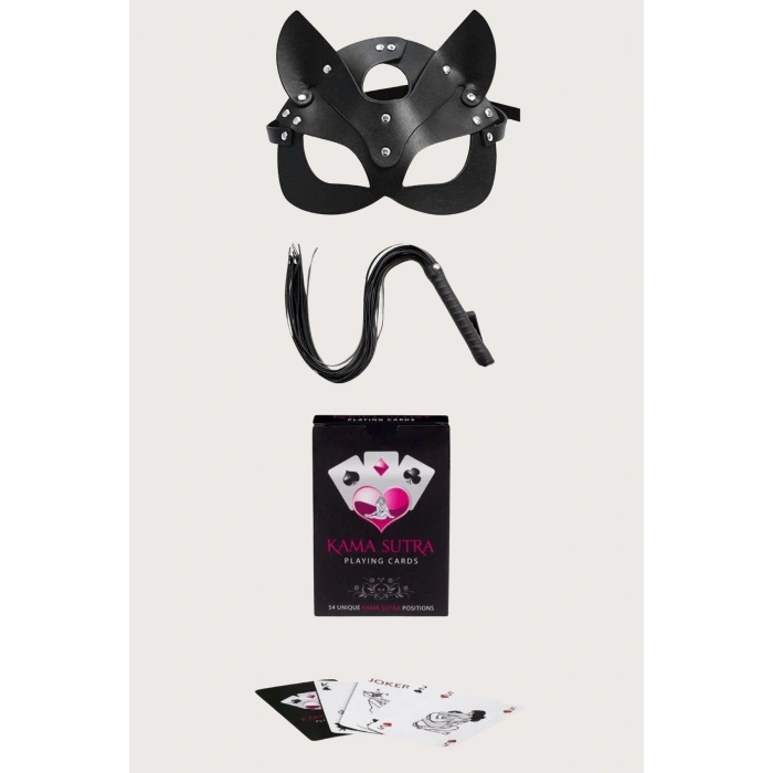 Giyim Sexy Görselli Oyun Kartı Kama Sutra Kırbaç Maske Set