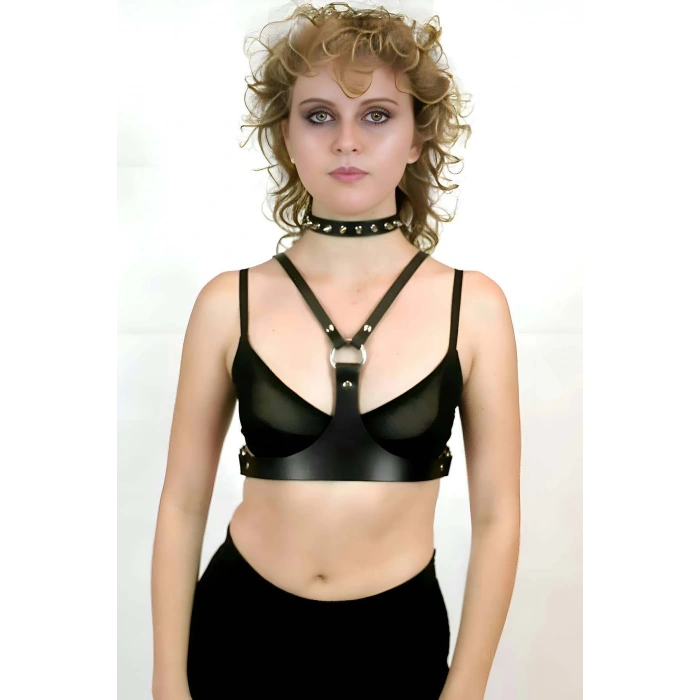 Giyim Şık Deri Göğüs Kemer Ve Çivili Tasma - Brf1299