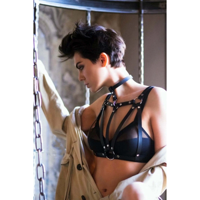 Giyim Şık Deri Göğüs Üzeri Harness - Brf747