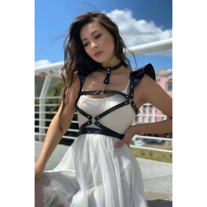 Giyim Şık Deri Seksi Göğüs Deri Harness - Brf996
