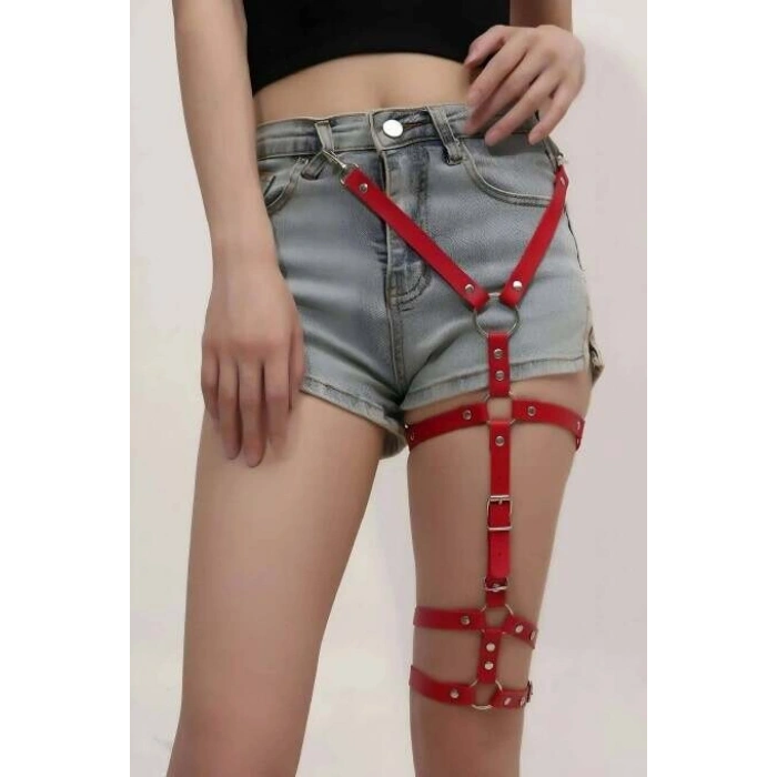 Giyim Şık Deri Tek Bacaklı Jartiyer Harness - Brf942
