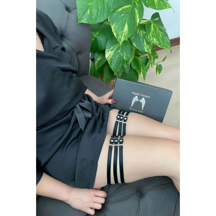 Giyim Şık Siyah Lastik Bacak Bandı - Brf351