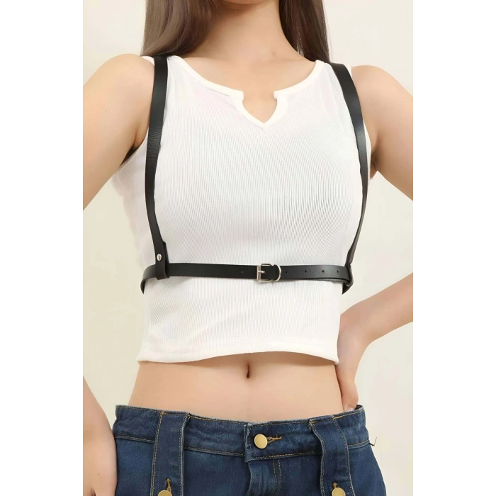 Giyim Sırtı Halka Detaylı Şık Deri Harness - Brf800