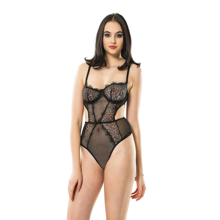 Giyim Siyah Dantelli Bodysuit - 623s