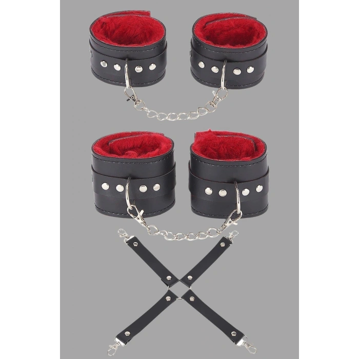 Giyim Siyah Kırmızı Harness Fantezi Aksesuar Set
