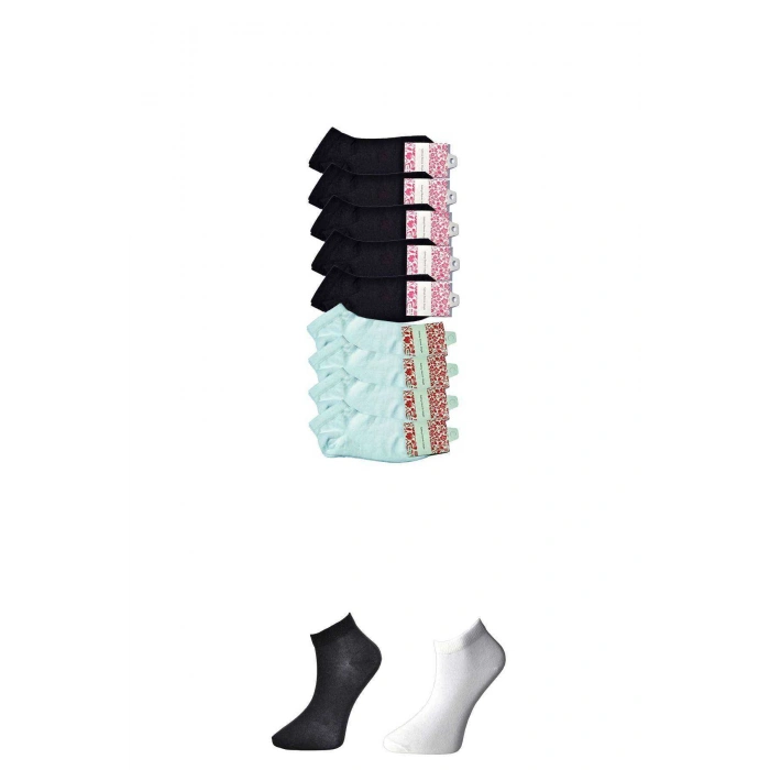 Giyim Siyah Ve Beyaz Kadın Bilek Çorap 9 Çift