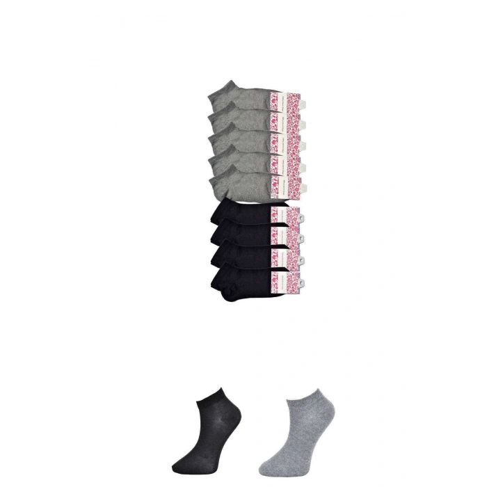 Giyim Siyah Ve Gri Kadın Bilek Çorap 9 Çift