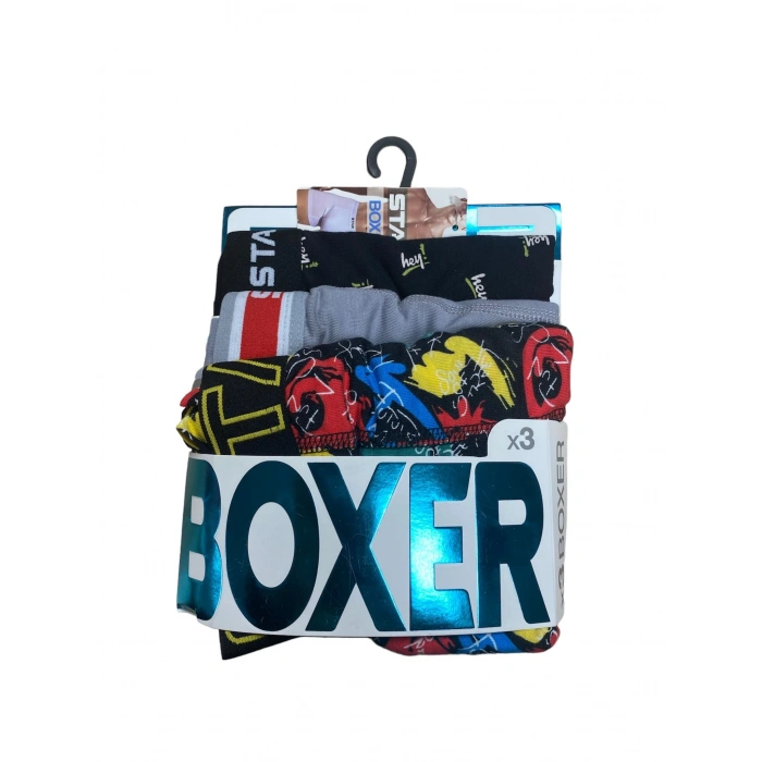 Giyim Star 105 Desenli Jakar Erkek  3lü Kemer Boxer