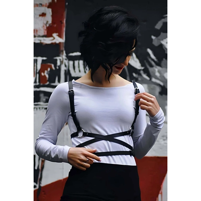 Giyim Uzun Ve Bele Dolamalı Şık Harness - Brf172