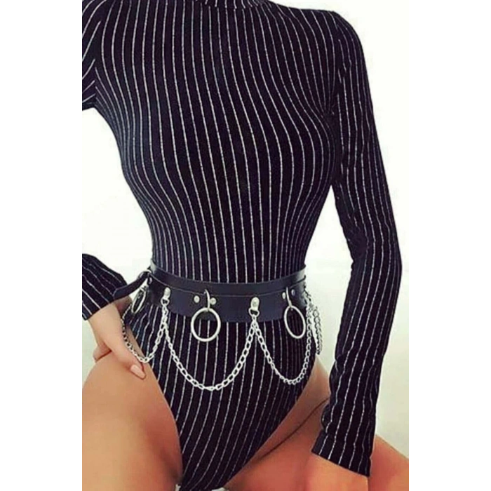 Giyim Zincirli Bel Üzeri Şık Harness Brf639