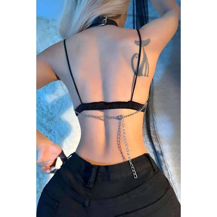 Giyim Zincirli Giysi Üzeri Göğüs Harness, Crop Büstiyer - Brf1165