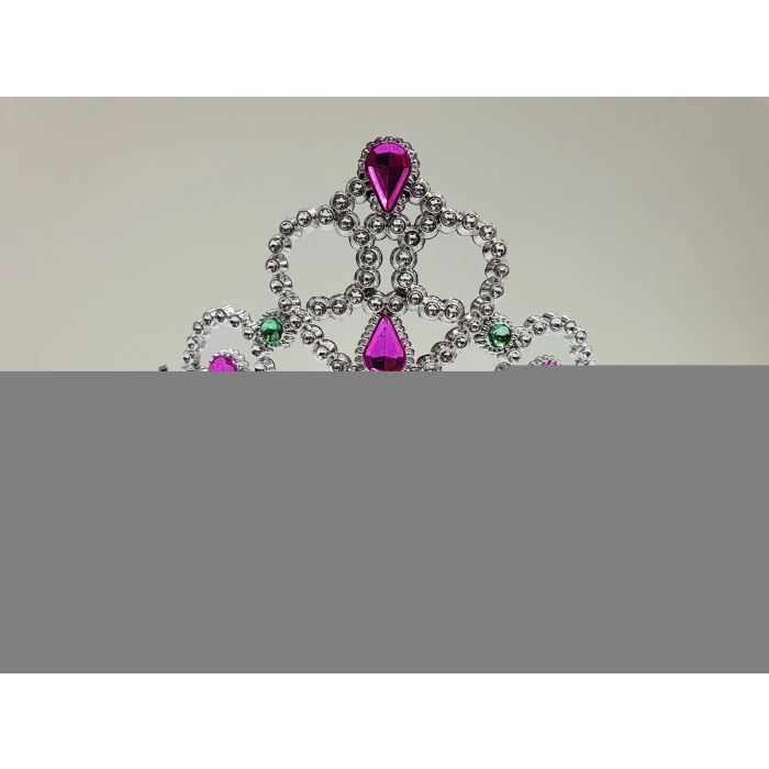 Gümüş Renk Prenses Yazılı Parti Tacı 60 Cm