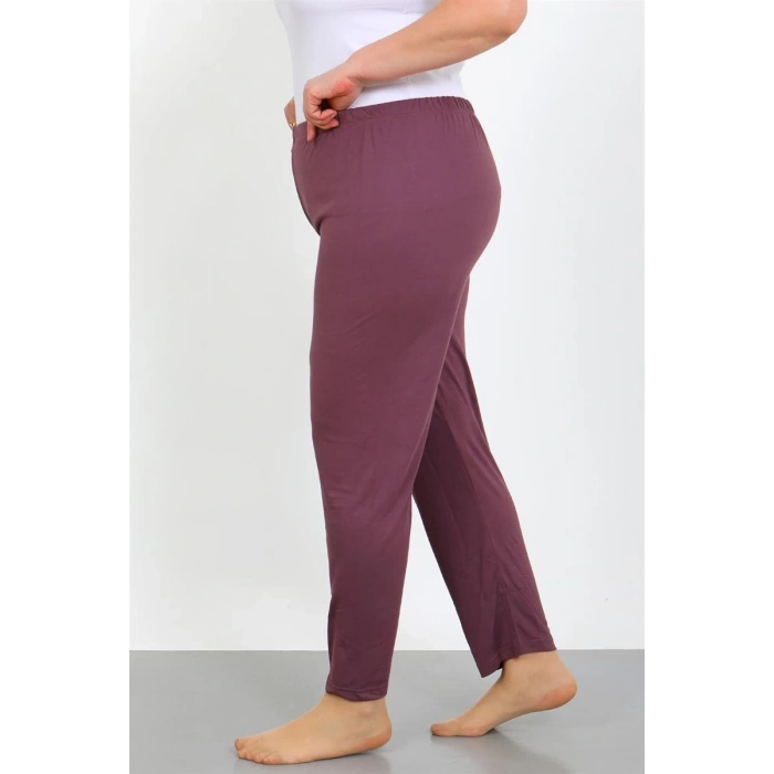 Kadın Büyük Beden Mürdüm Tek Alt Pijama