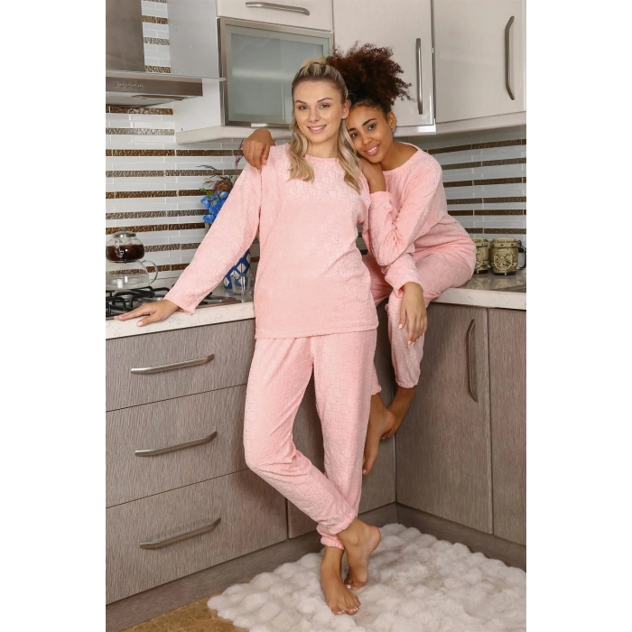 Kadın Kadife Pijama Takım Pembe