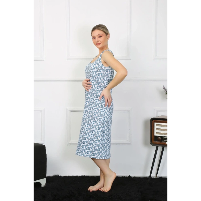 Kadın Kalın Askılı Penye Uzun Gecelik