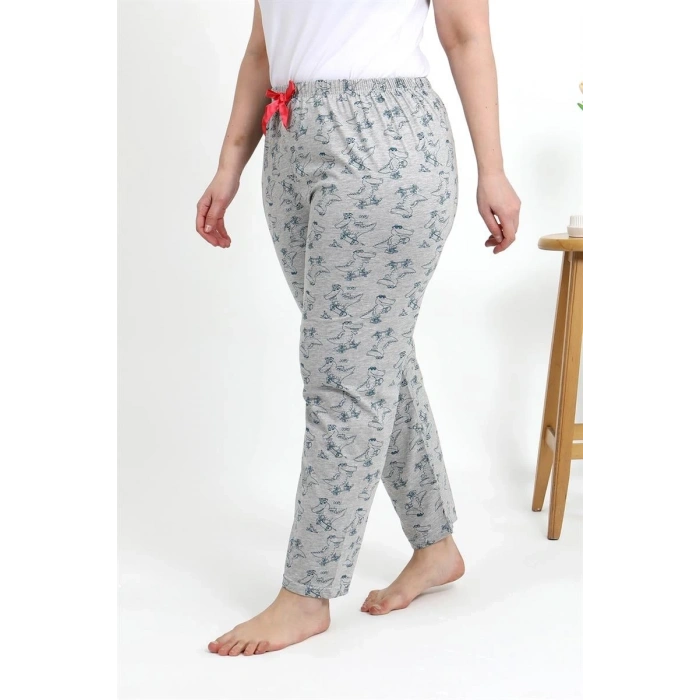 Kadın Pamuklu Büyük Beden Alt Pijama Gri