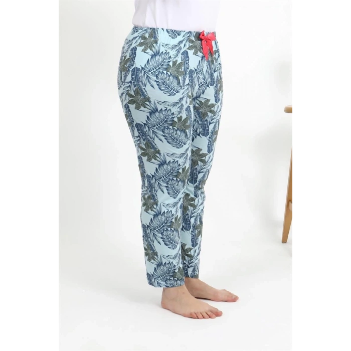 Kadın Pamuklu Büyük Beden Alt Pijama Mavi