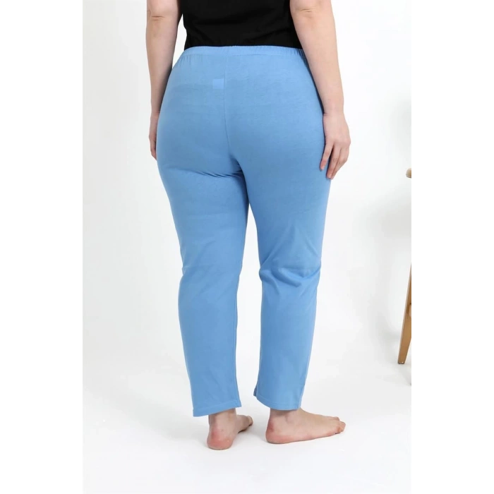 Kadın Pamuklu Büyük Beden Alt Pijama Mavi