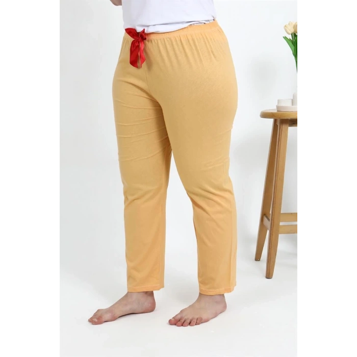 Kadın Pamuklu Büyük Beden Alt Pijama Sarı