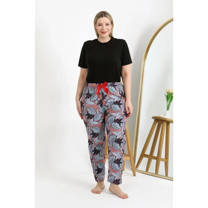 Kadın Pamuklu Büyük Beden Alt Pijama Somon