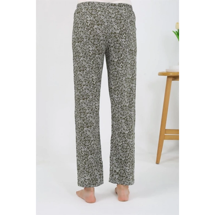 Kadın Penye Desenli Tek Alt Pijama Haki