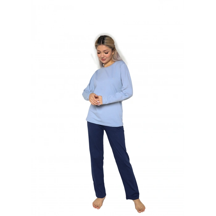 Kadın Uzun Kol Penye Pijama Takımı Lila