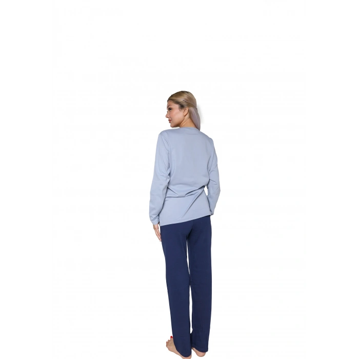 Kadın Uzun Kol Penye Pijama Takımı Lila